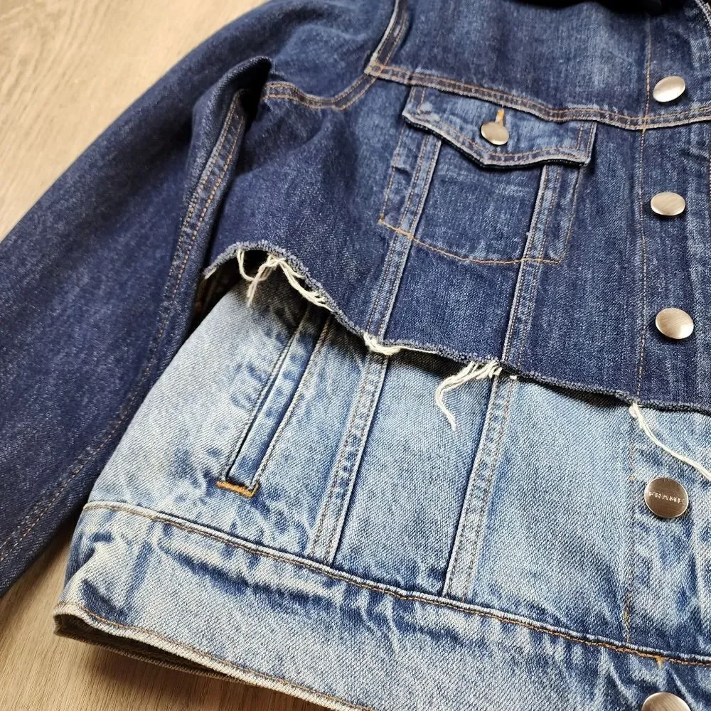 FRAME Reconstructed Ombre Denim Jacket size M